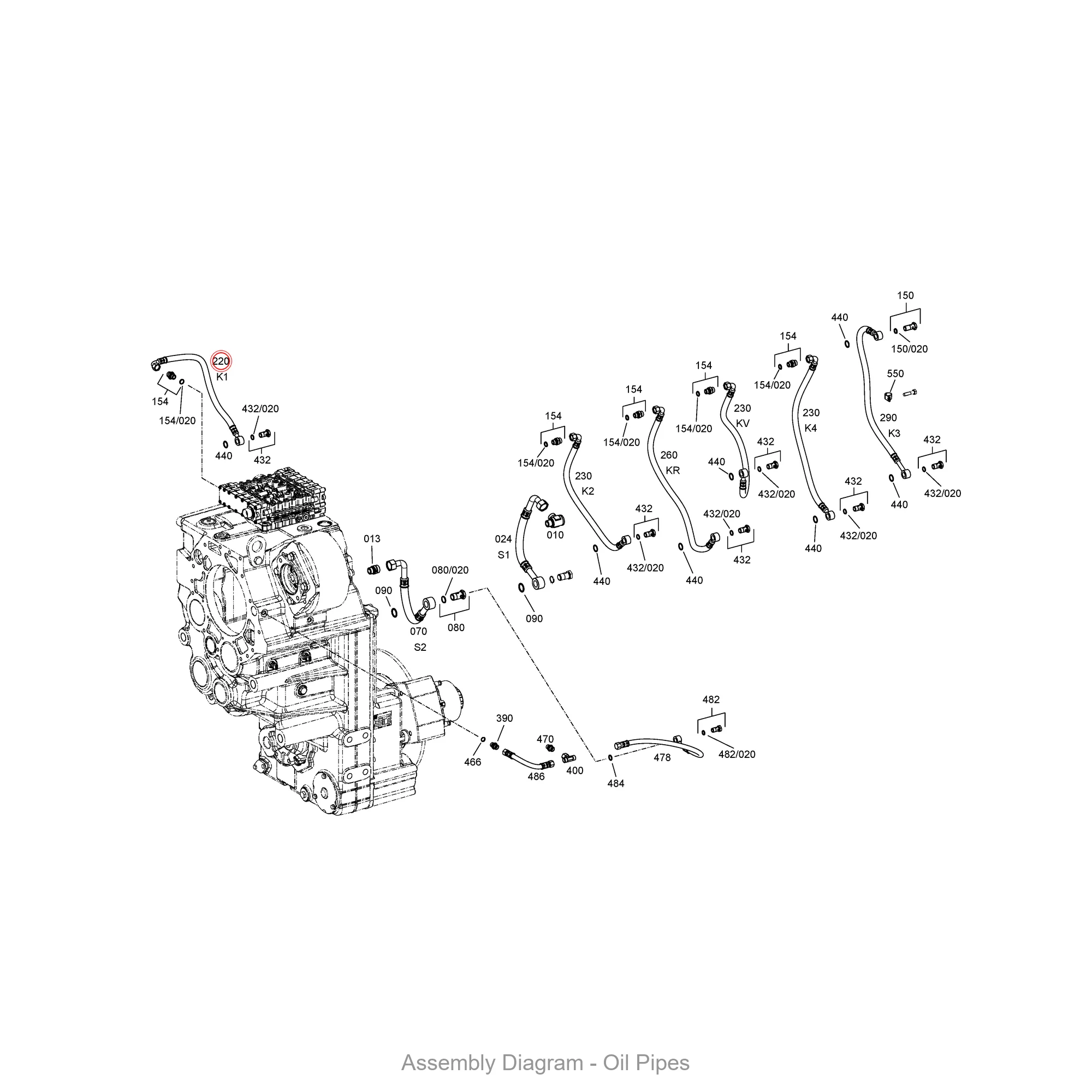 ZF 0501.223.079 HOSE PIPE - Transmission Assembly Exploded View Diagram