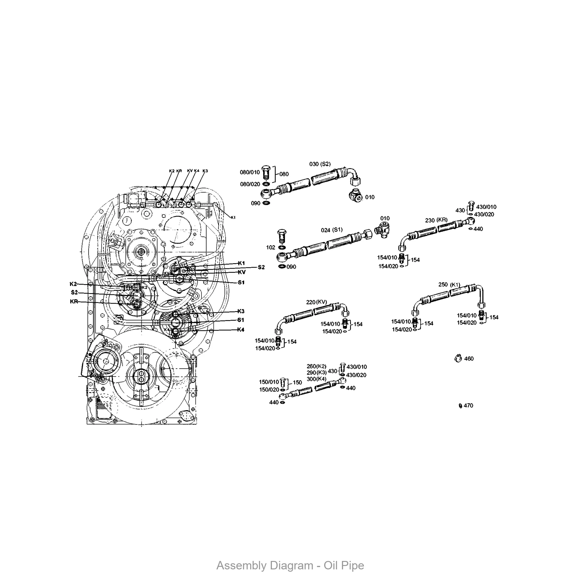 ZF 0501.223.100 HOSE PIPE - Transmission Assembly Exploded View Diagram