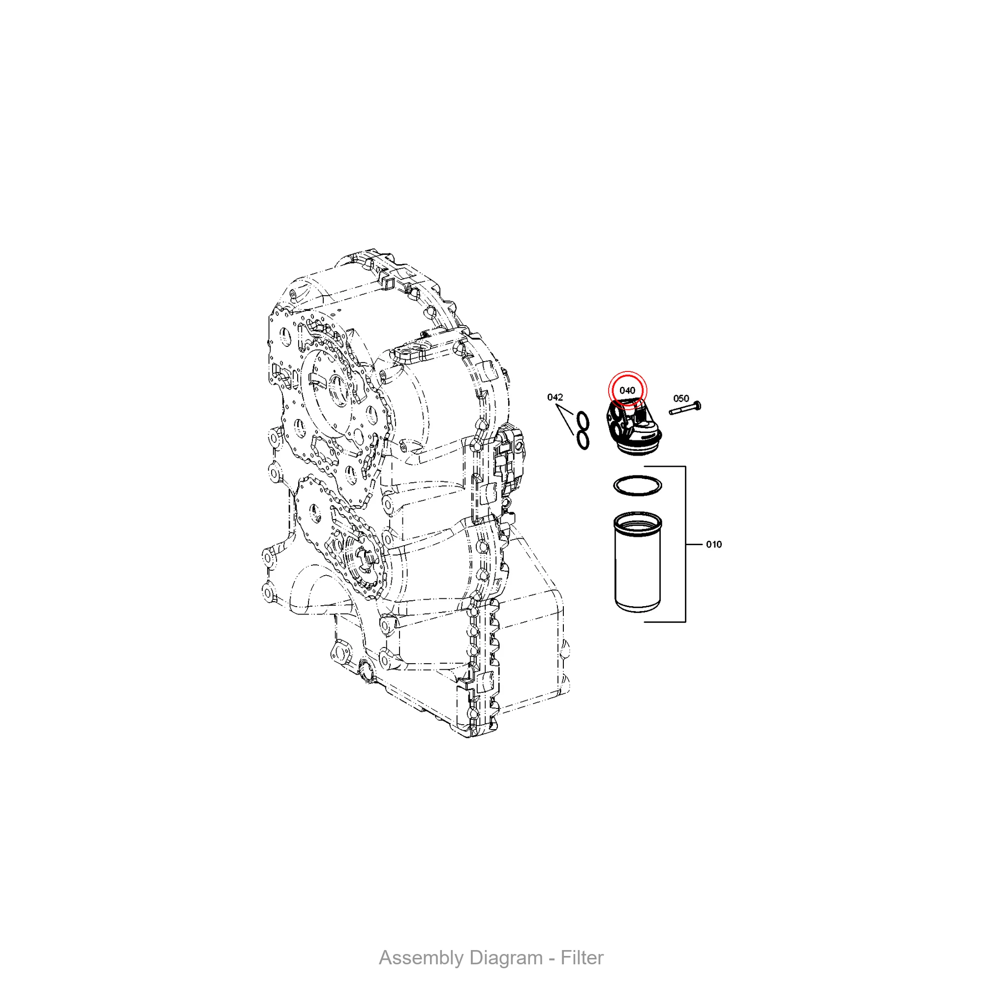 ZF 0501.223.274 FILTER HEAD - Transmission Assembly Exploded View Diagram