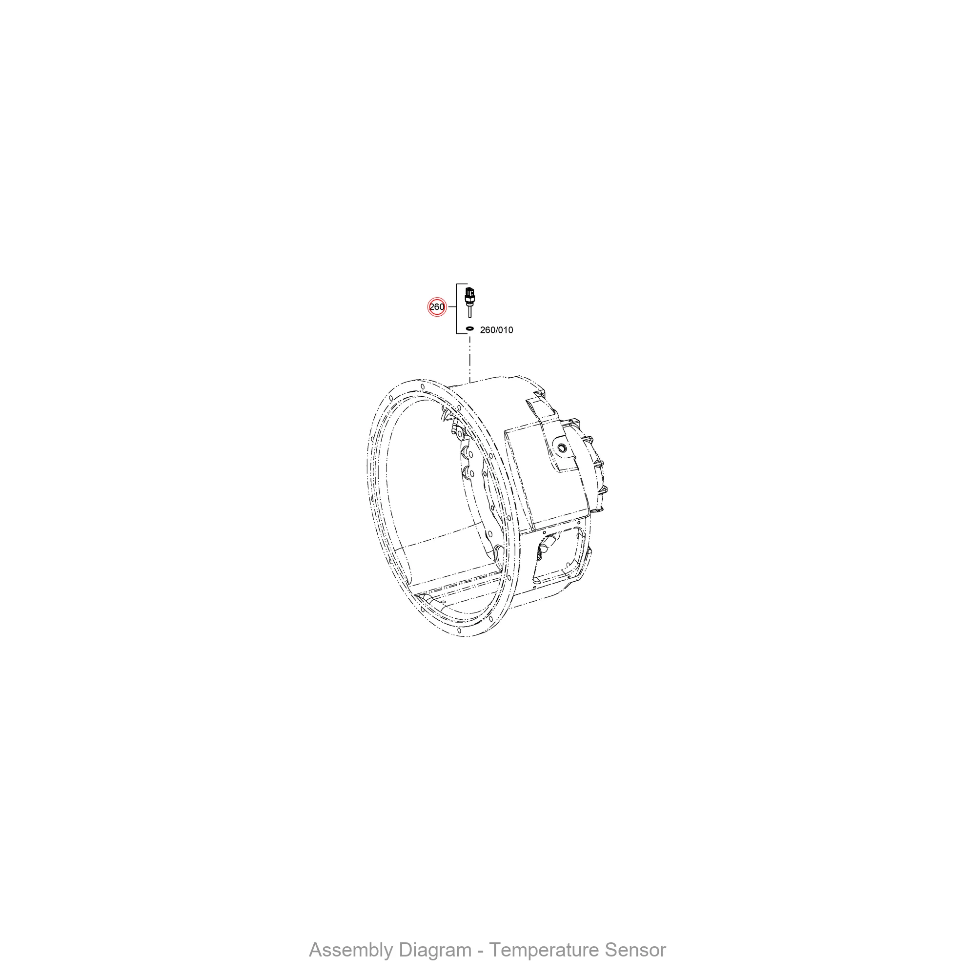 ZF 0501.322.532 TEMPERATURE SENSOR - Transmission Assembly Exploded View Diagram