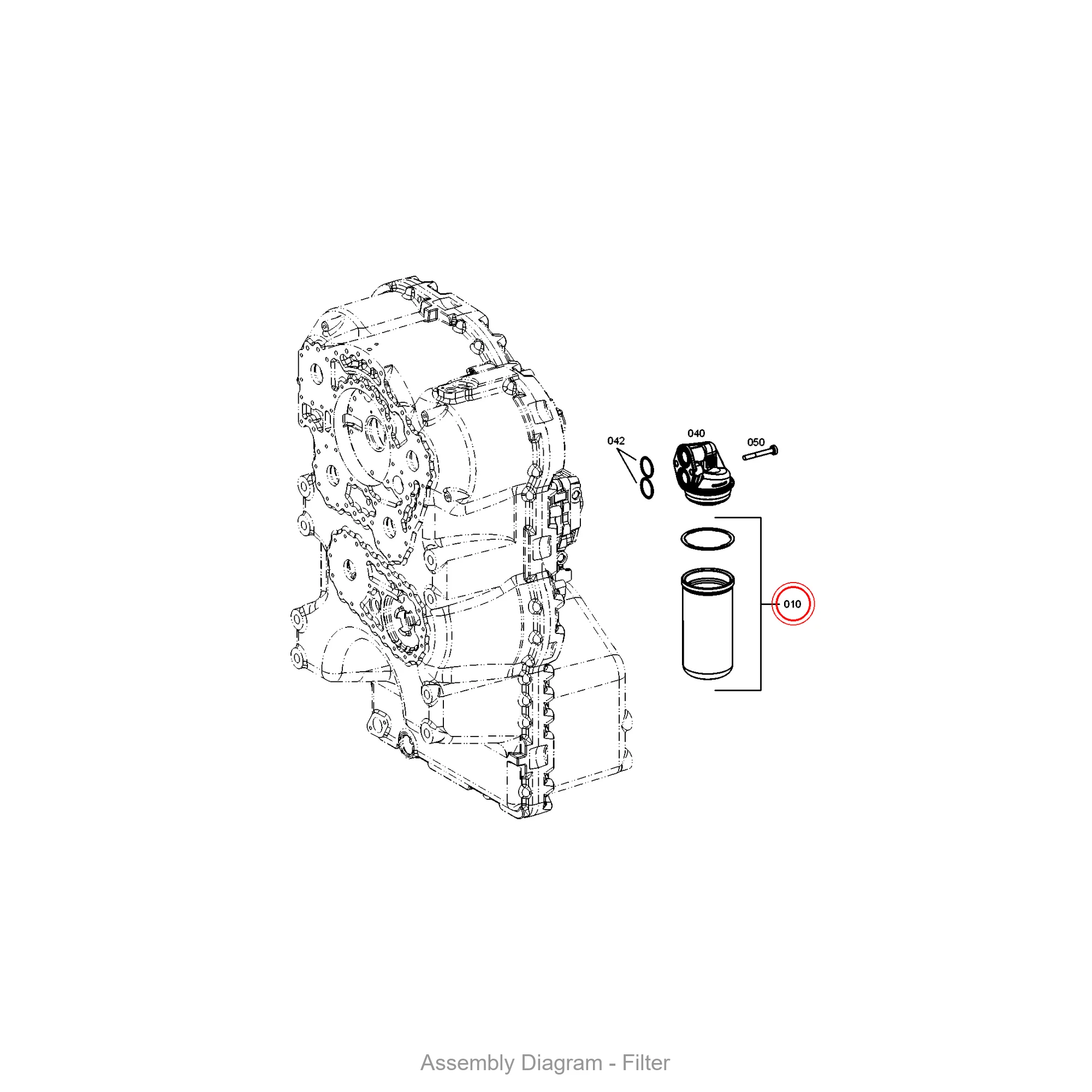 ZF 0501.335.480 PRESSURE FILTER - Transmission Assembly Exploded View Diagram