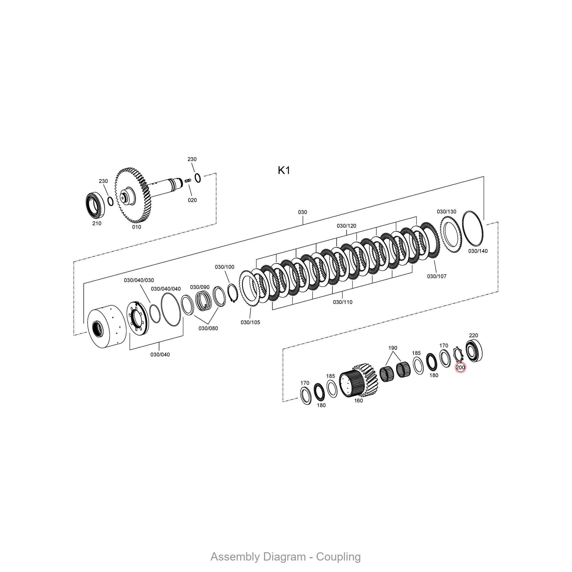 ZF 0501.336.483 RETAINING RING - Transmission Assembly Exploded View Diagram