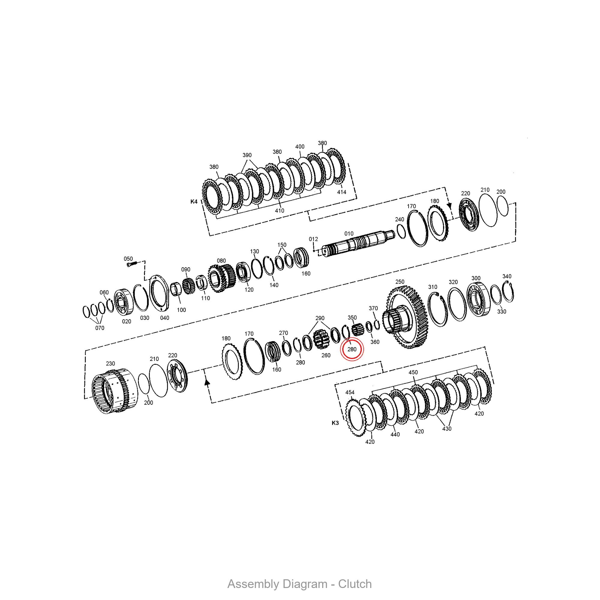 ZF 0630.501.034 RETAINING RING - Transmission Assembly Exploded View Diagram