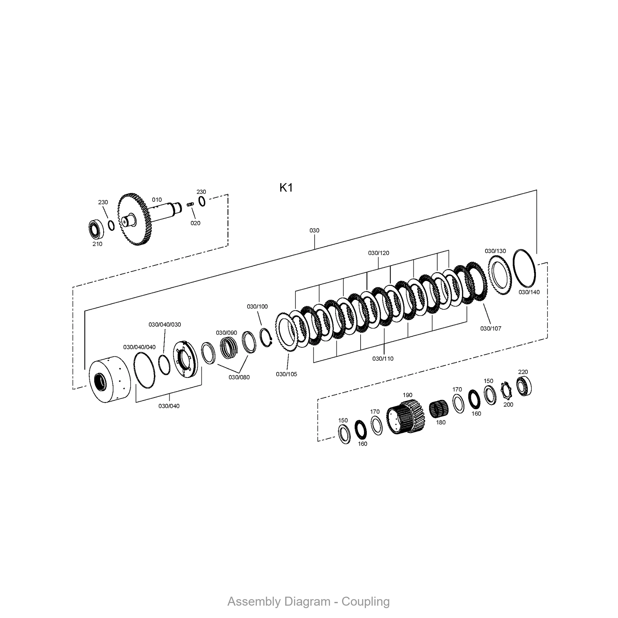 ZF 0630.501.046 RETAINING RING - Transmission Assembly Exploded View Diagram