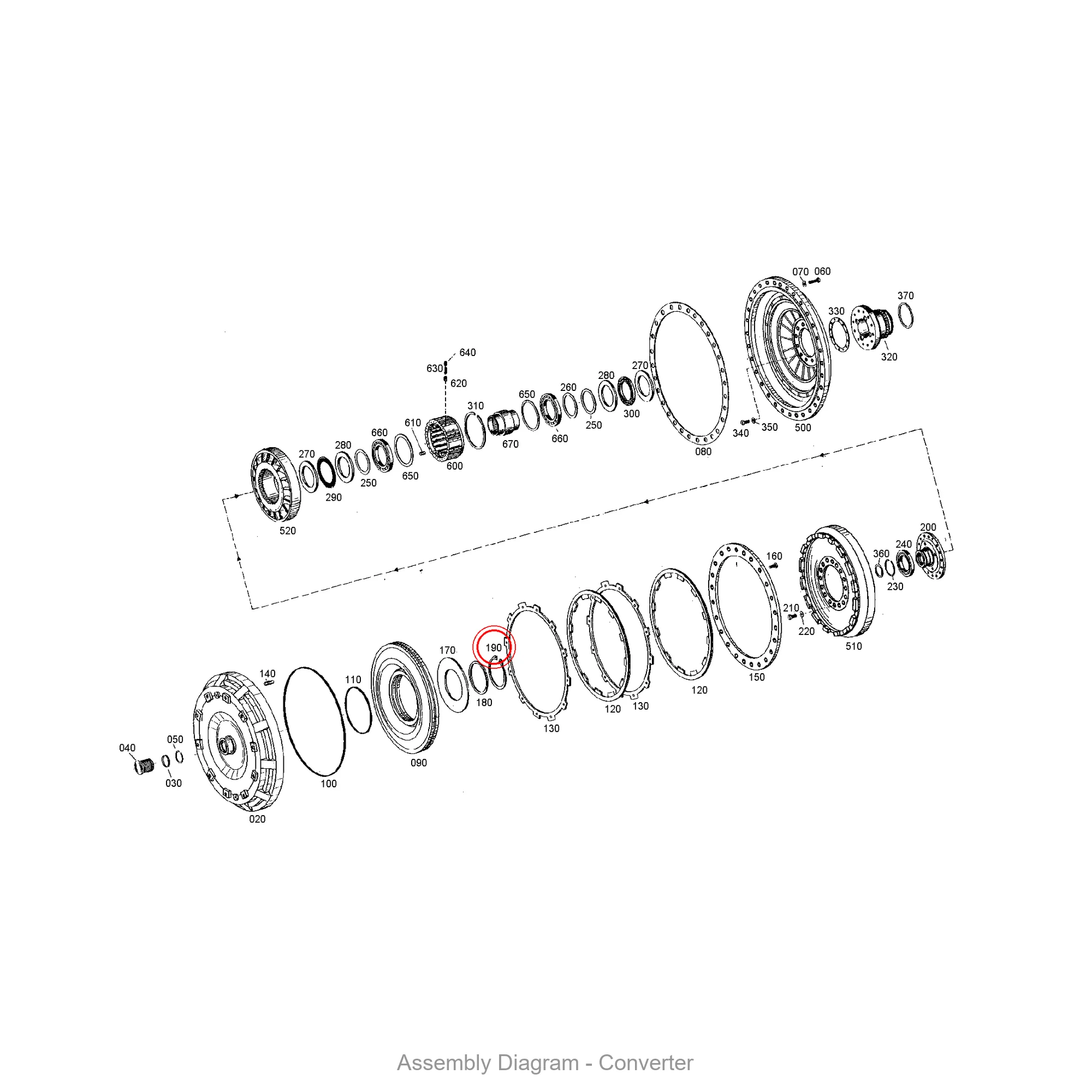 ZF 0630.501.054 RETAINING RING - Transmission Assembly Exploded View Diagram