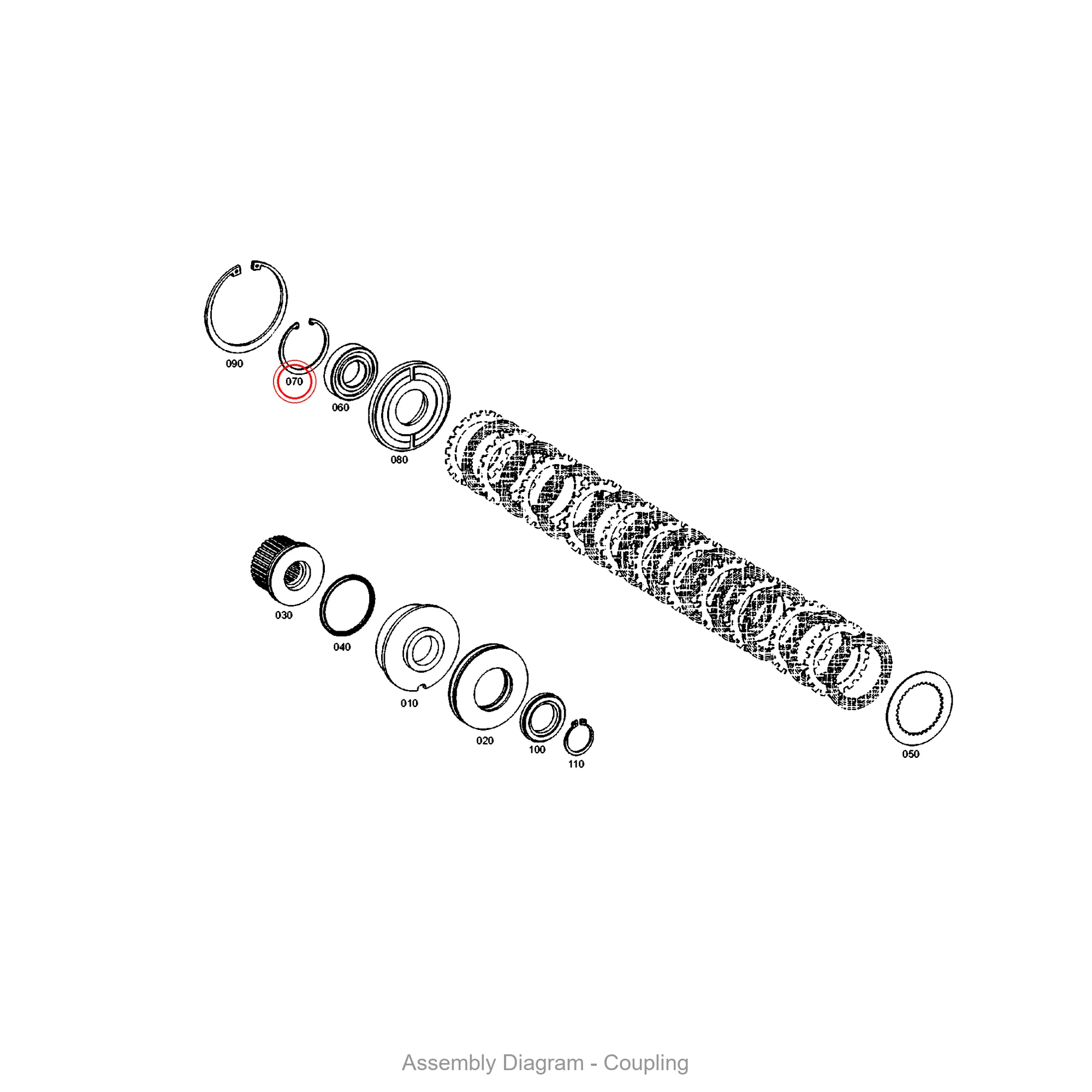 ZF 0630.502.036 RETAINING RING - Transmission Assembly Exploded View Diagram