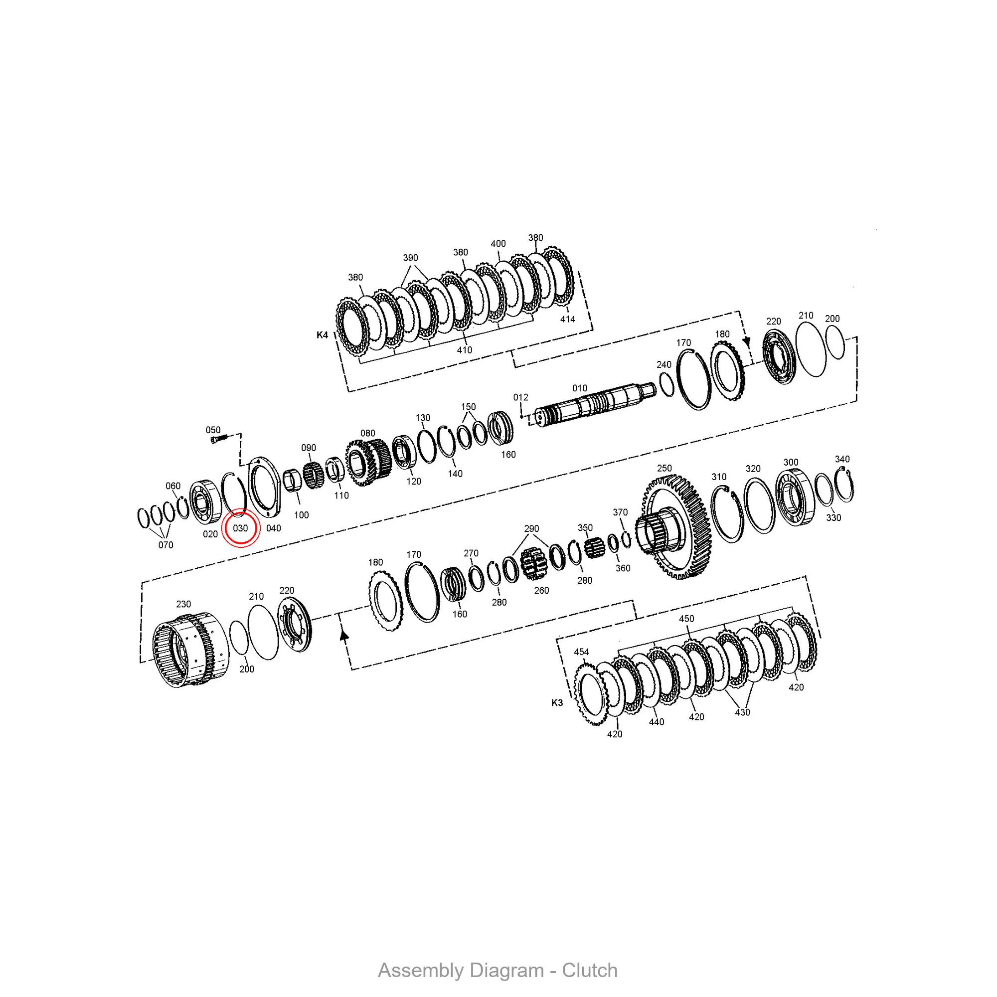 ZF 0630.503.014 SNAP RING - Transmission Assembly Exploded View Diagram