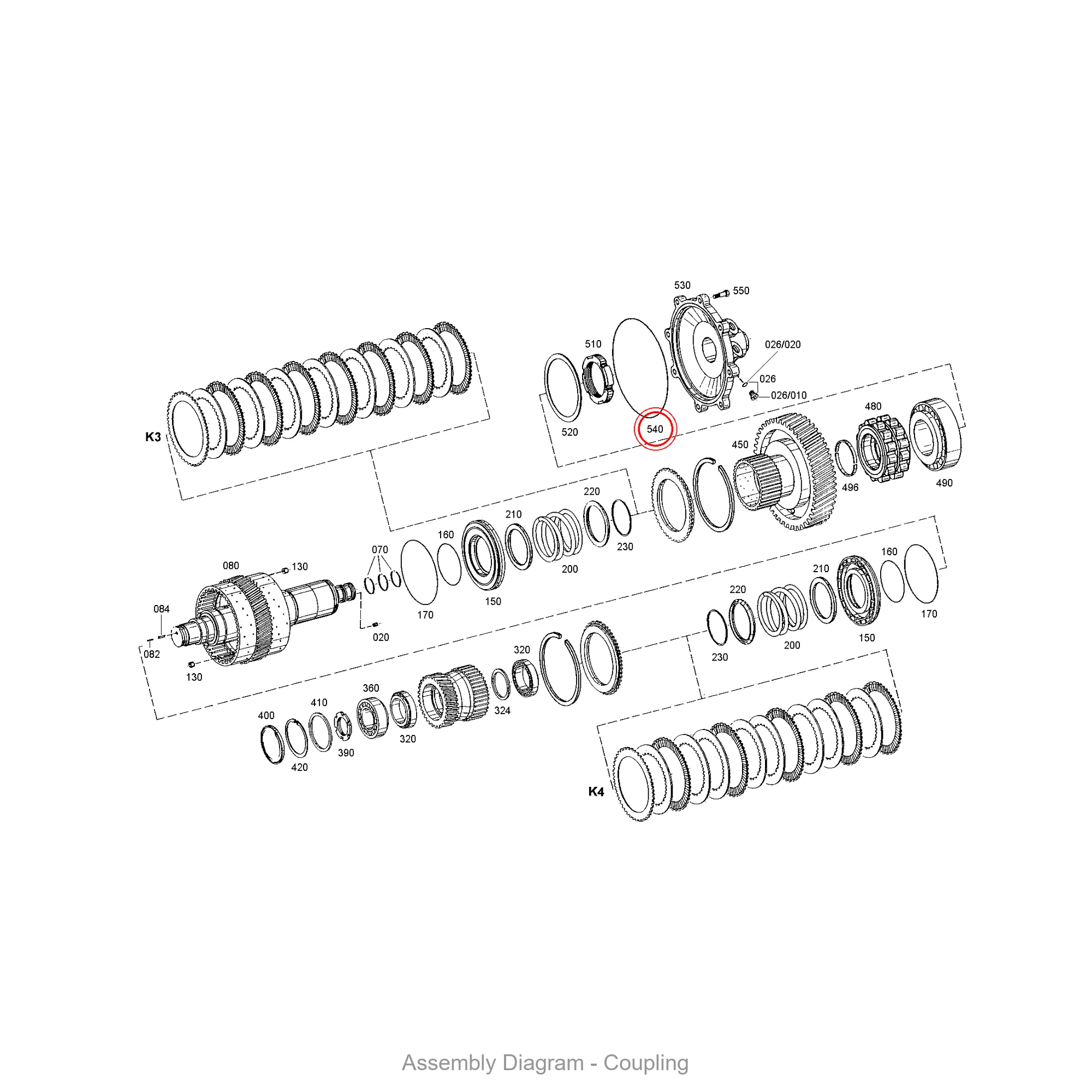 ZF 0634.303.996 O-RING - Transmission Assembly Exploded View Diagram