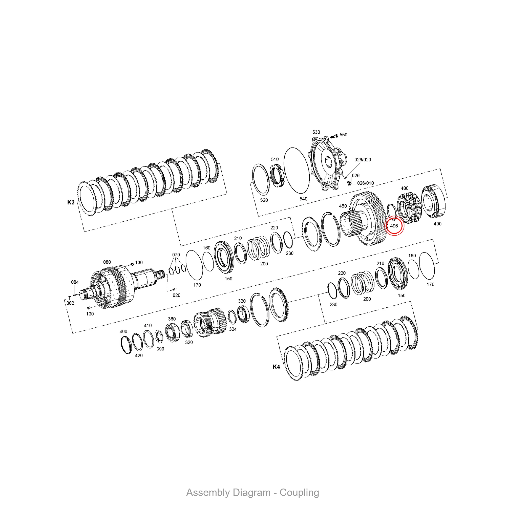 ZF 0730.108.515 SPLIT RING - Transmission Assembly Exploded View Diagram