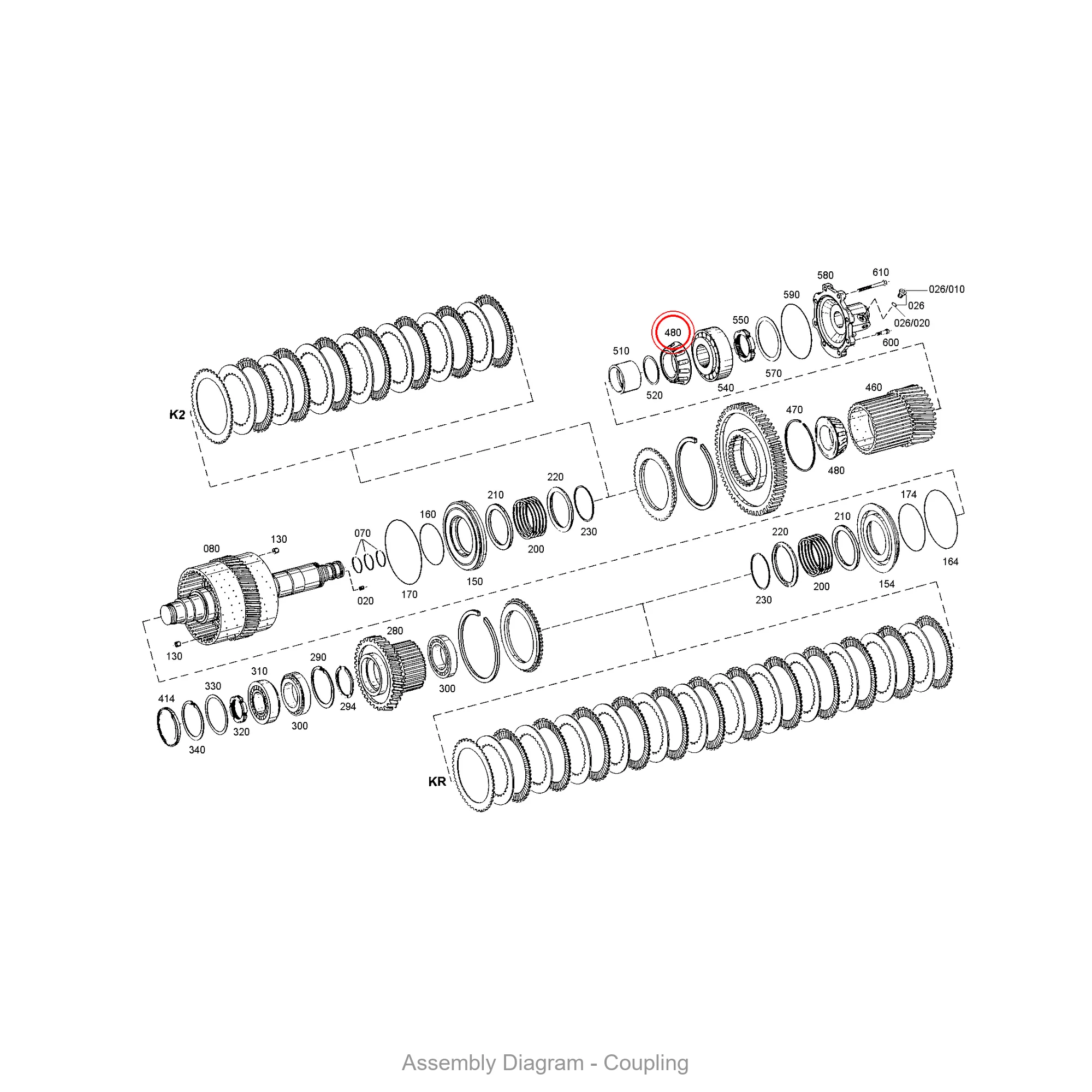 ZF 0750.117.491 BEARING INNER RING - Transmission Assembly Exploded View Diagram