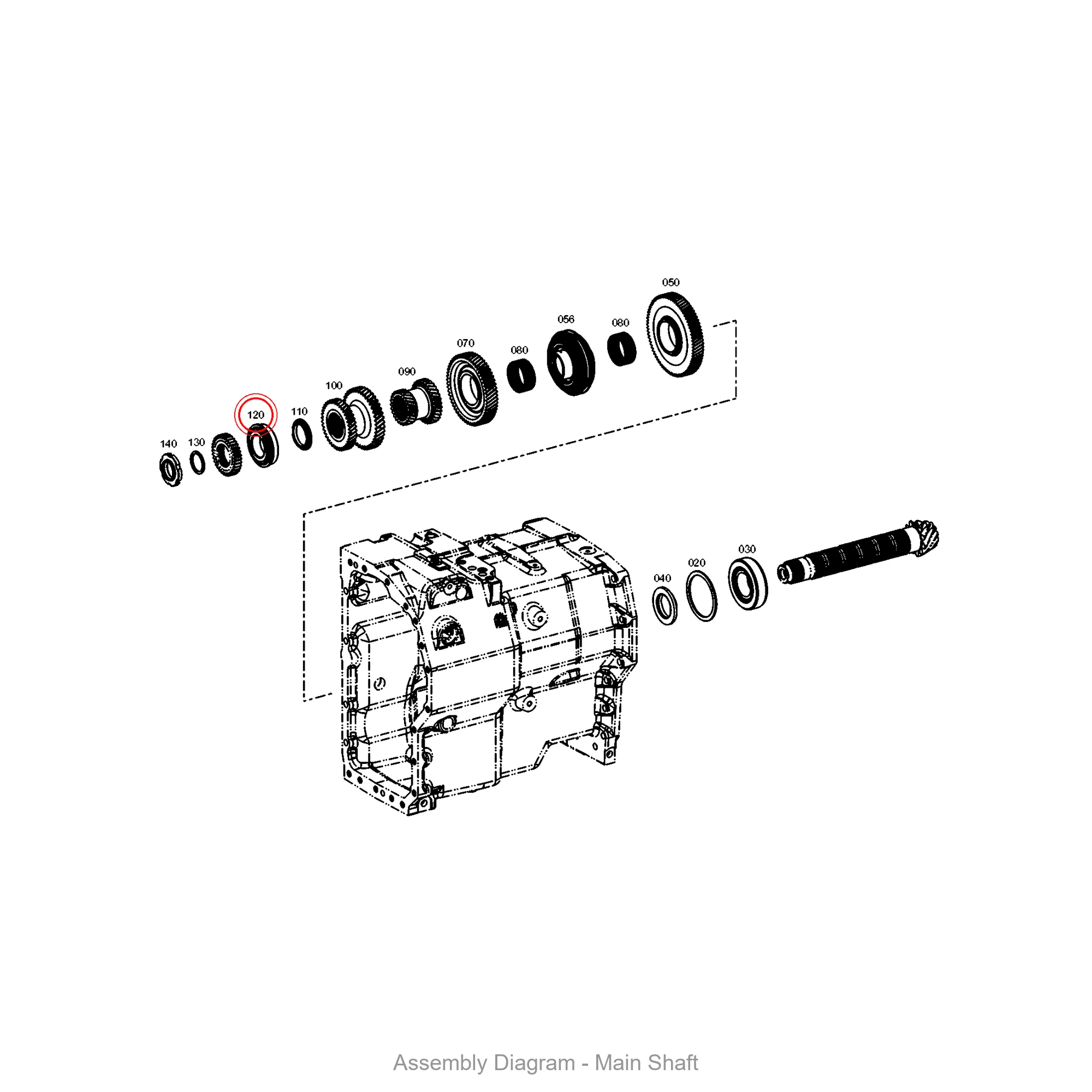 ZF 0750.117.584 TAPER ROLLER BEARING - Transmission Assembly Exploded View Diagram