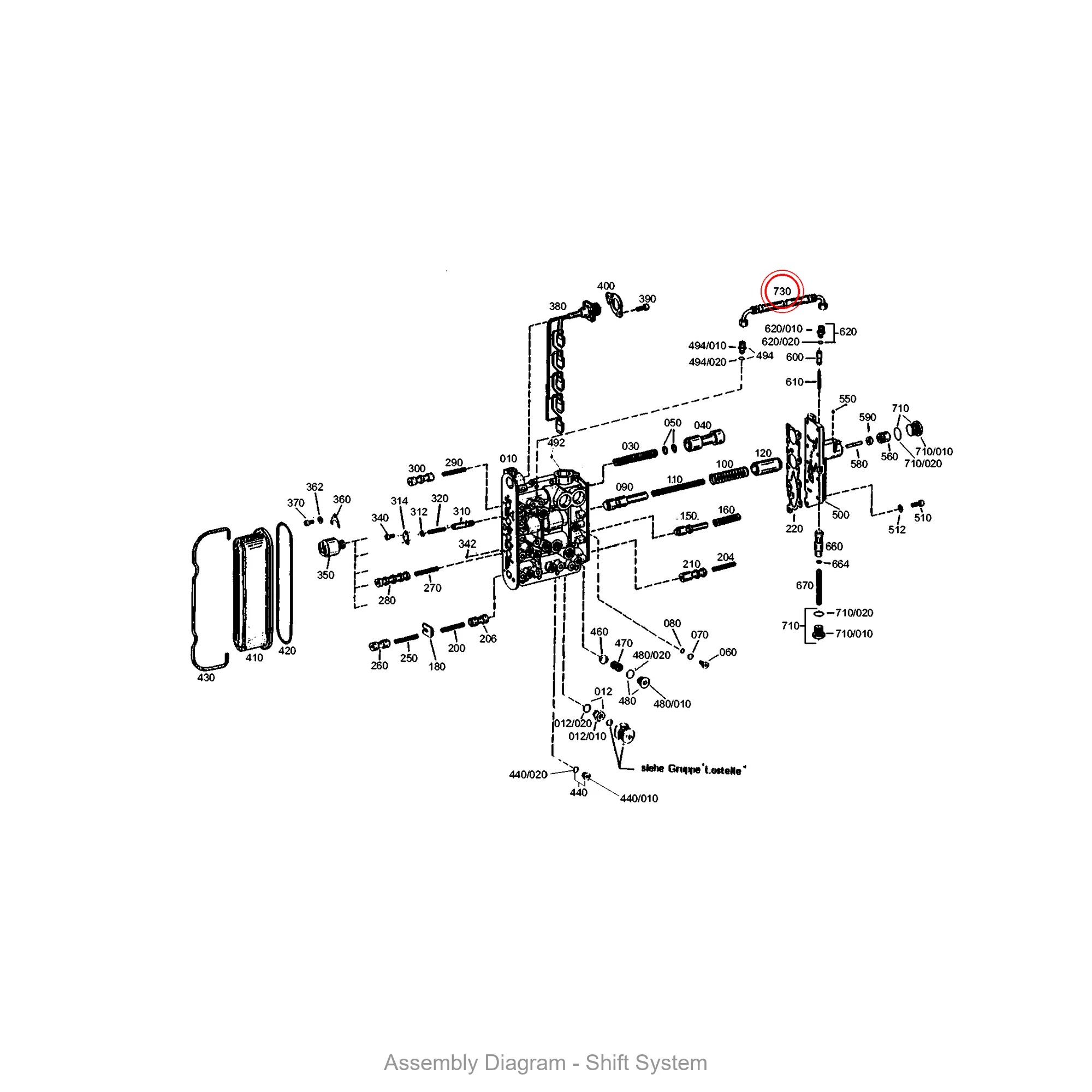 ZF 0750.147.228 HOSE PIPE - Transmission Assembly Exploded View Diagram