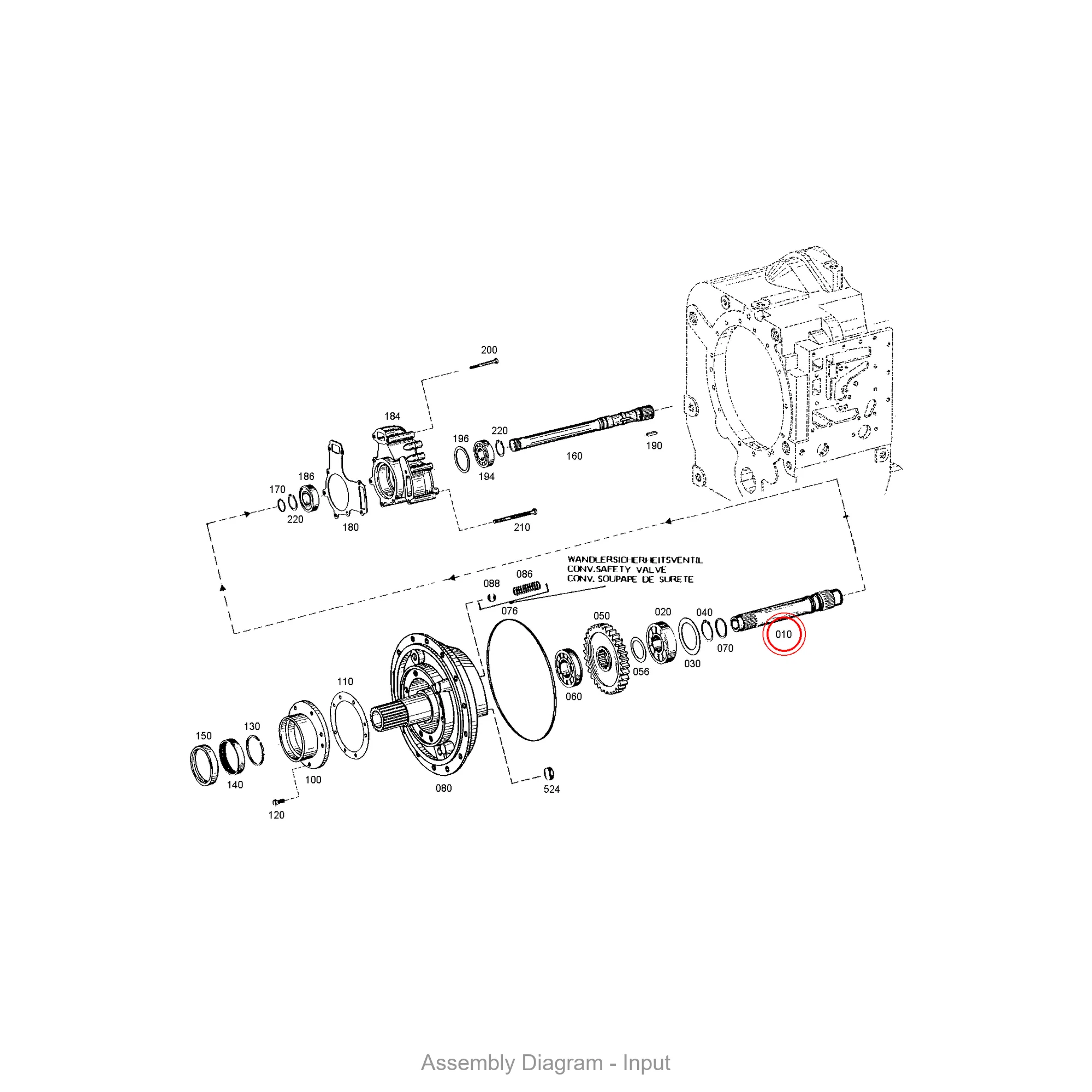 ZF 4644.302.245 INPUT SHAFT - Transmission Assembly Exploded View Diagram