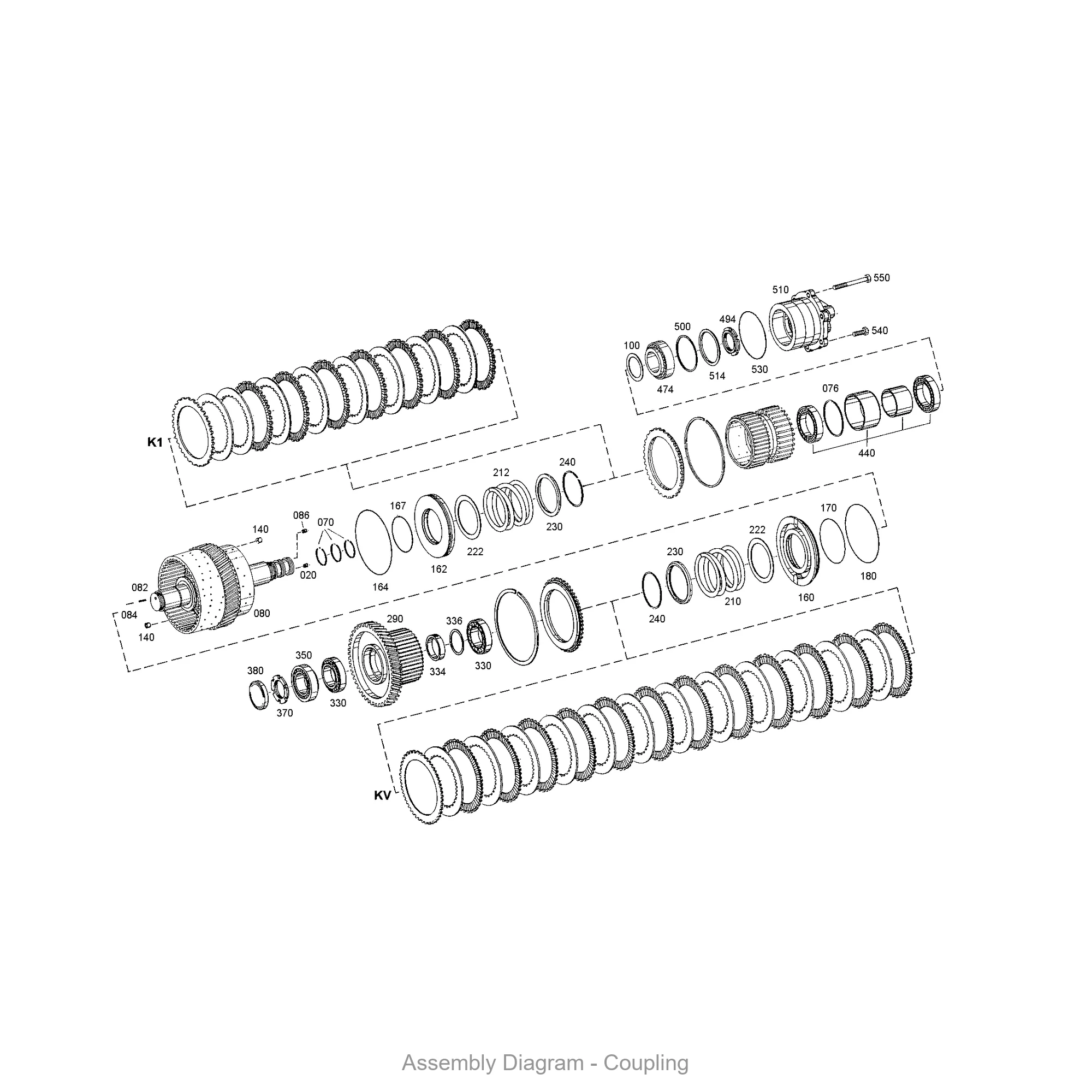 ZF 4646.151.042 COUPLING - Transmission Assembly Exploded View Diagram