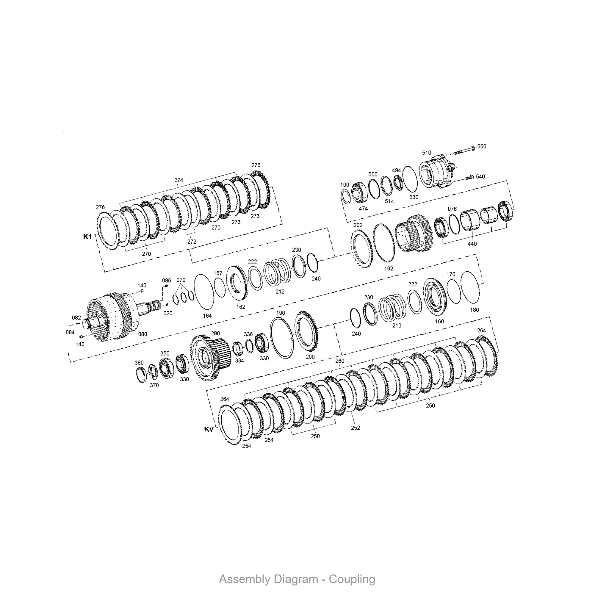 ZF 4646.151.047 COUPLING - Transmission Assembly Exploded View Diagram