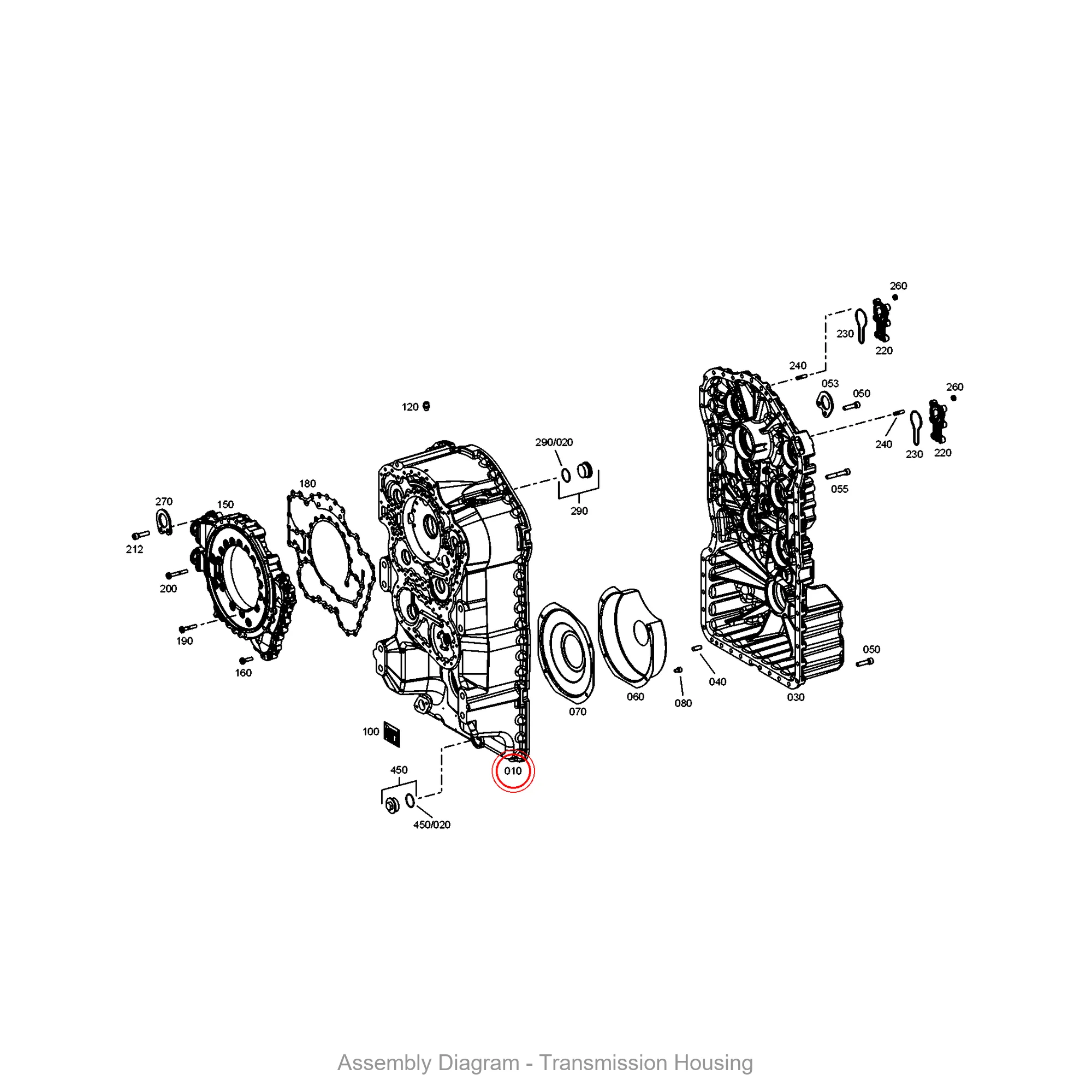 ZF 4656.201.016 HOUS.FRONT SECT - Transmission Assembly Exploded View Diagram