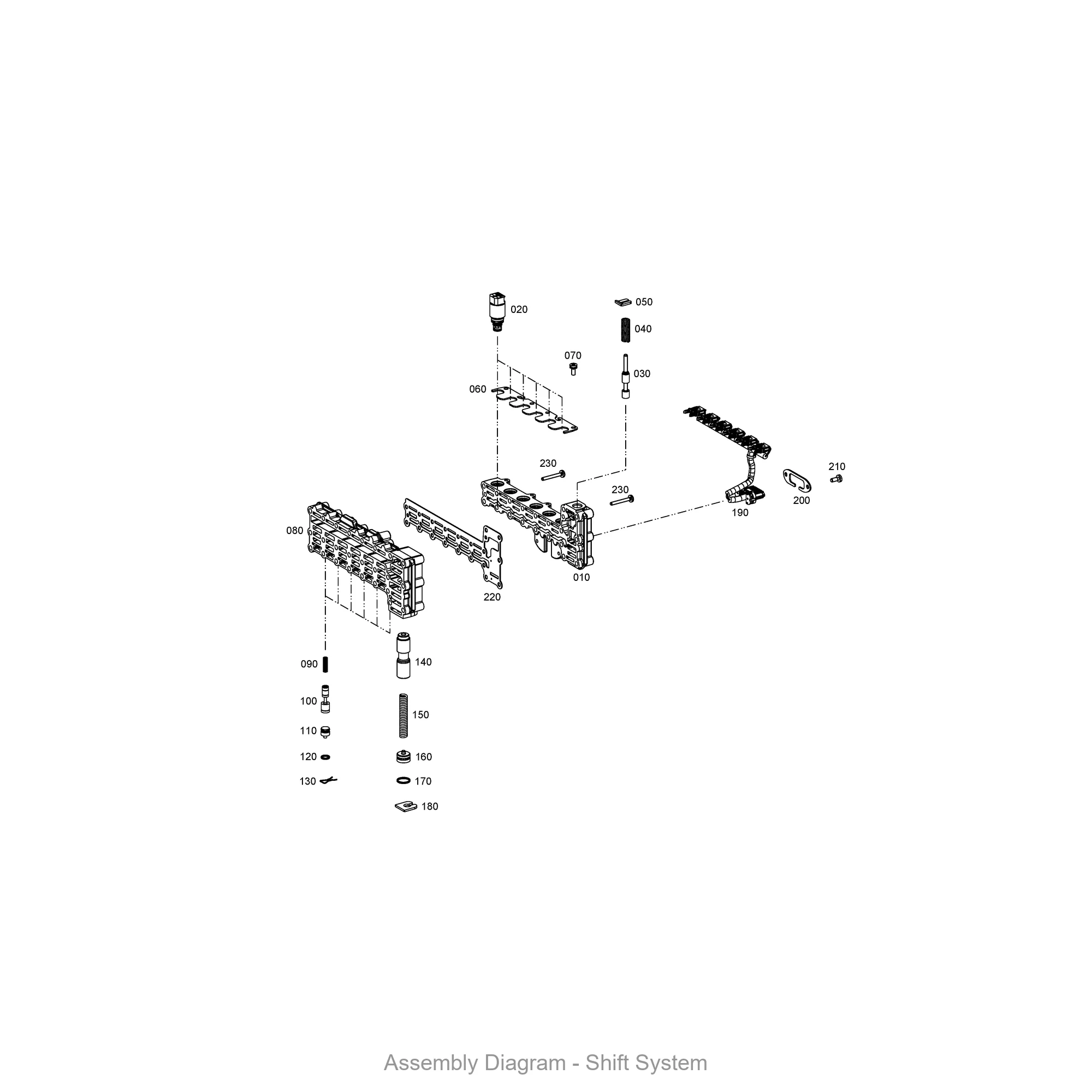 ZF 4660.159.027 SHIFT SYSTEM - Transmission Assembly Exploded View Diagram
