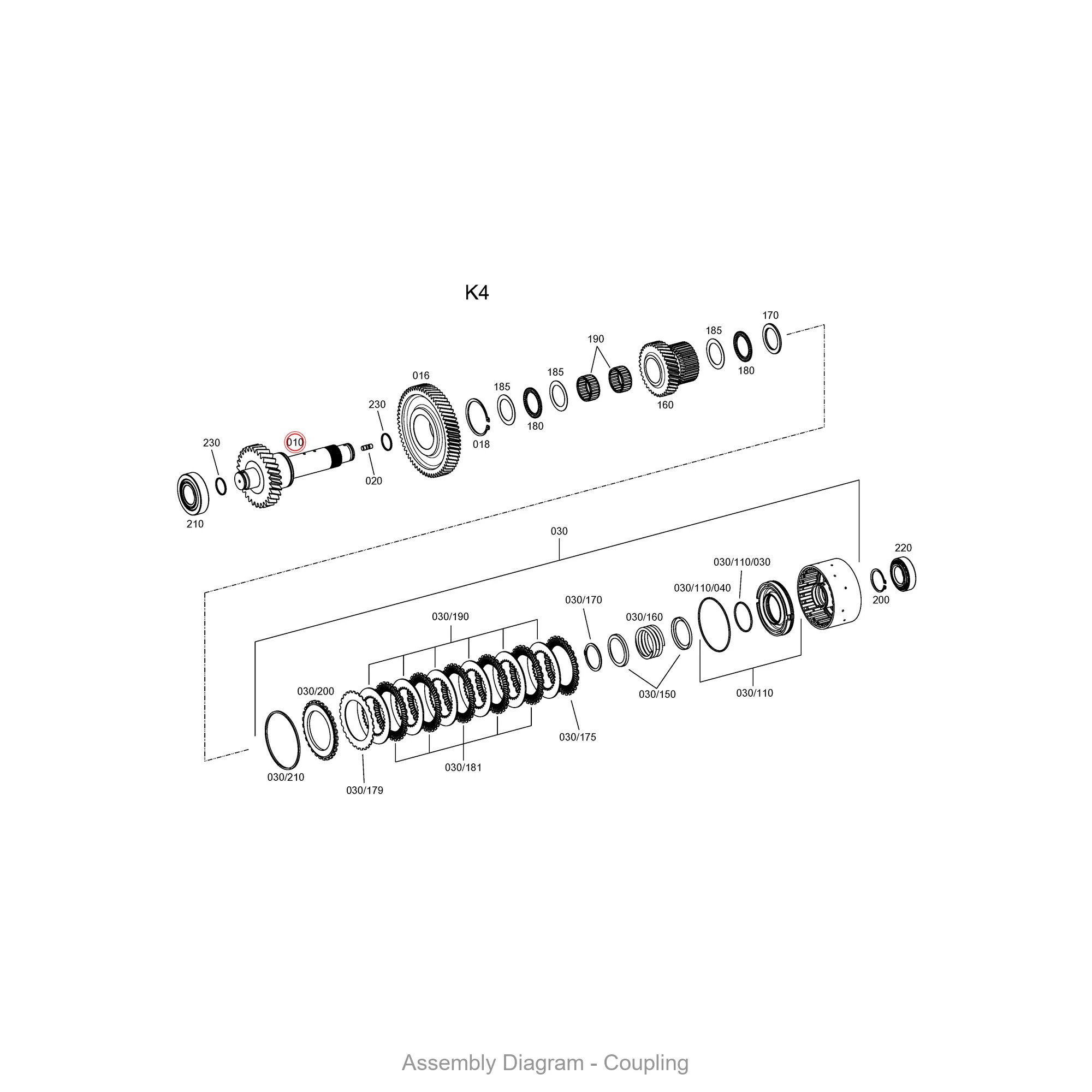 ZF 4681.374.010 SHAFT for BP210/BP230